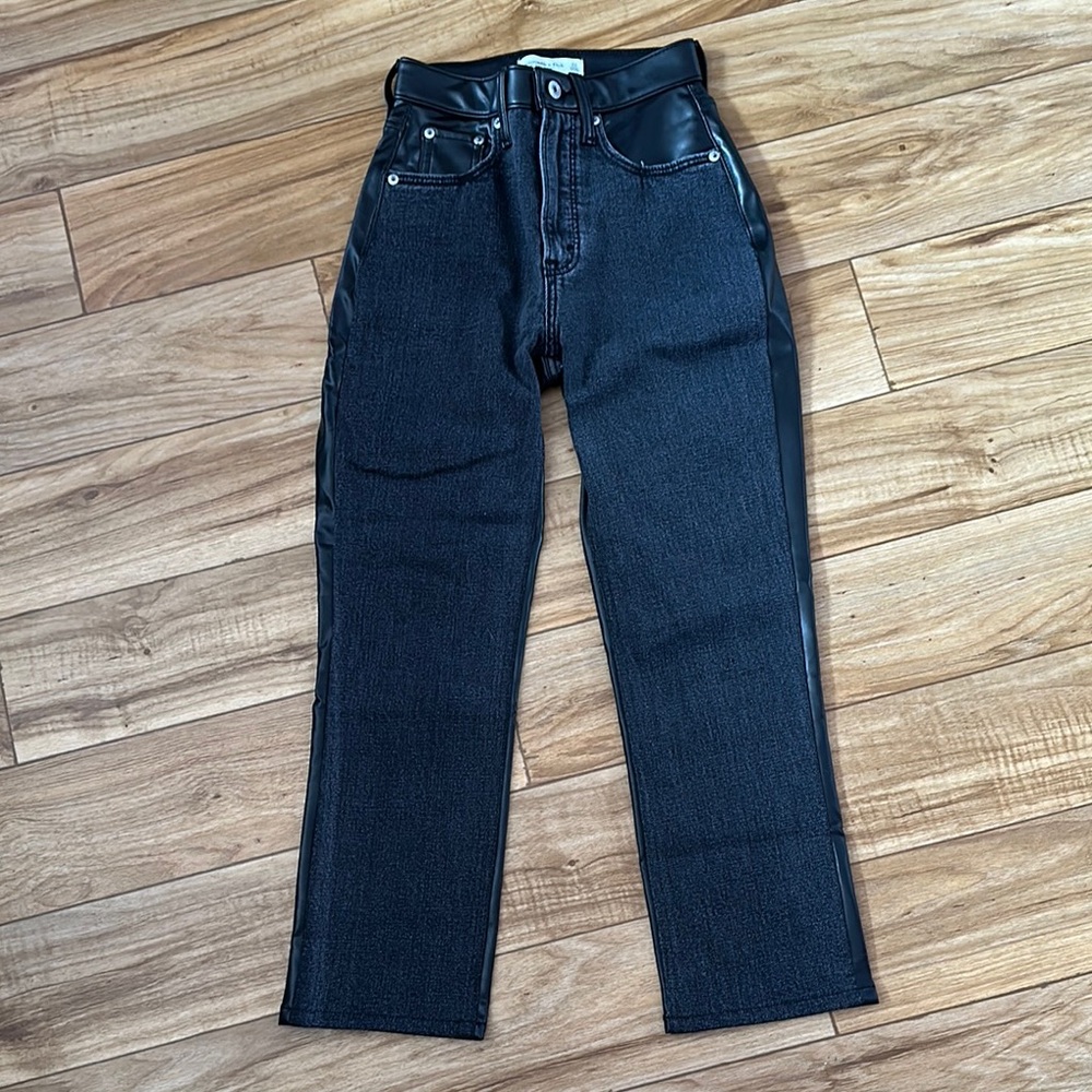 Abercrombie & Fitch Black Denim with Leather Trim